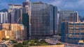 Top view of busy traffic day in finance urban timelapse, hong kong city Royalty Free Stock Photo