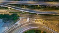 Top view of busy traffic night in finance urban timelapse, hong kong city Royalty Free Stock Photo