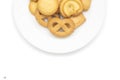 Top view of butter cookies on plate.