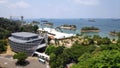 Top view from the cable car of the great achitectural design buildings in Sentosa Island