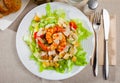 Top view of Caesar salad with shrimps Royalty Free Stock Photo