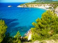 Top view from cala d`hort in a beautiful ibiza beach Royalty Free Stock Photo