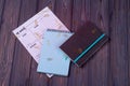 Top view calendar with copybook and notepad.