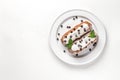 Top View Cannoli Siciliani On Round Plate On Wihte Backgound Royalty Free Stock Photo