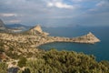 Top view of Cape Kapchik, Blue Bay and Mount Koba-Kaya. Crimea Royalty Free Stock Photo