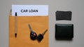 Top view, Car loan application with car keys. financial concept Royalty Free Stock Photo