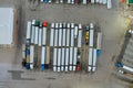 Top view car parking truck stop on rest area on the highway Royalty Free Stock Photo