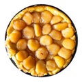 Top view of caramelised apple pie Tarte Tatin