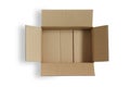 Top view of cardboard box. Open empty carton isolated on a white background with clipping path Royalty Free Stock Photo