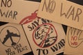 Top view of cardboard placards with