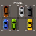 Top view cars on parking zone