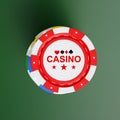 Top view of casino chips on green background Royalty Free Stock Photo