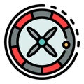 Top view casino roulette icon color outline vector