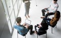 Top view of casual business team people meeting conference discussion corporate in office. Royalty Free Stock Photo