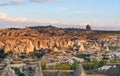 Top view of cave houses and rock formations. Goreme. Cappadocia. Turkey Royalty Free Stock Photo