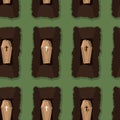 Top view of cemetery. seamless pattern coffins