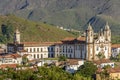 Top view of the center of the historic Ouro Preto city in Minas Gerais, Brazil Royalty Free Stock Photo