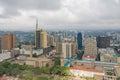 Top view on central business district of Nairobi from Kenyatta International Conference Centre helipad