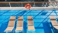 Top view of chairs on upper deck of cruise liner Royalty Free Stock Photo