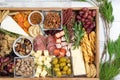 Top view of charcuterie board for holiday entertaining Royalty Free Stock Photo