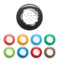 Top view cheeseburger icons set color