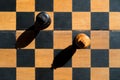 Top view Chess Kings stand on chessboard