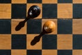 Top view Chess Pawns stand on chess board with shadows