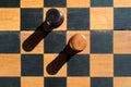 Top view Chess Rooks stand on chess board with shadows