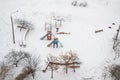 Top view of a children playground in urban courtyard Royalty Free Stock Photo