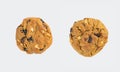 Top view Chocolate chip and cashew nut cookies isolated on white background Royalty Free Stock Photo