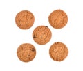 Top view of Chocolate chip cookie isolated on white background Royalty Free Stock Photo