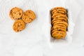 Top View of Chocolate Chip Cookies in Baking Form Royalty Free Stock Photo