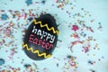 Chocolate egg written with happy Easter text