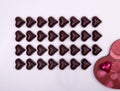 Top view of chocolate hearts