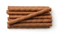 Top view of chocolate wafer rolls