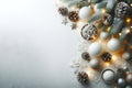 Top view of christmas arrangement with copy space. Green conifer branches Royalty Free Stock Photo