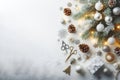 Top view of christmas arrangement with copy space. Green conifer branches Royalty Free Stock Photo