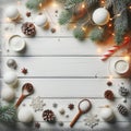 Top view of christmas arrangement with copy space. Square card. Royalty Free Stock Photo