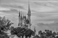 Top view of Cinderella`s Castle on beautiful sunset background in Magic Kingdom at Walt Disney World 1 Royalty Free Stock Photo