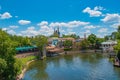 Top view of Cinderella`s Casttle and dock side of Liberty Square area in Magic Kingdom at Walt Disney World Resort 3 Royalty Free Stock Photo