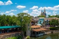 Top view of Cinderella`s Casttle and dock side of Liberty Square area in Magic Kingdom at Walt Disney World Resort 5 Royalty Free Stock Photo