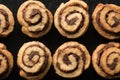 Top view of cinnamon pastry rolls