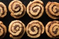 Top view of cinnamon pastry rolls Royalty Free Stock Photo