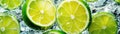 Top View Citrusinfused Sparkling Water With Lime Banner Background. Generative AI