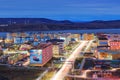 Top view of the city of Anadyr. Anadyr is the administrative center of Chukotka and the easternmost city of Russia. Royalty Free Stock Photo