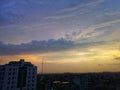 Top view of city with beautiful sky