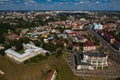 Top view of the city center of Grodno, Belarus. The historic centre with its red-tiled roof,the castle and the Opera house