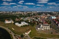 Top view of the city center of Grodno, Belarus. The historic centre with its red-tiled roof,the castle and the Opera house
