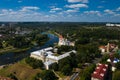 Top view of the city center of Grodno, Belarus. The historic centre with its red-tiled roof,the castle and the Opera house