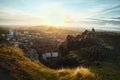 Top view on the city of Edinburgh and sitting man Royalty Free Stock Photo